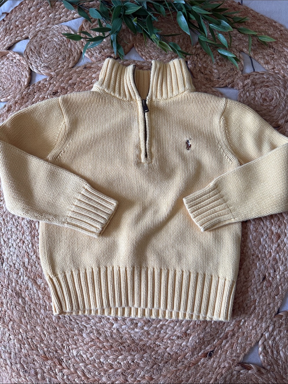 Polo Ralph Lauren 100% cotton Quarter Zip Knit Yellow Sweater. 4T